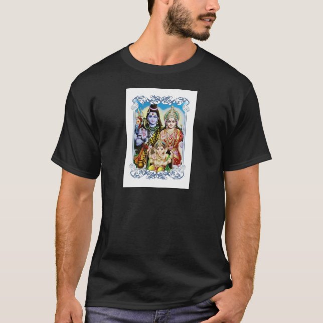 T-shirt Ganesh, Shiva et Parvati, seigneur Ganesha, Durga (Devant)