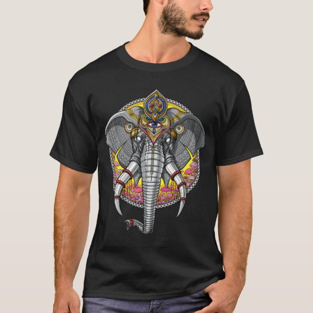 T-shirt Ganesha Eléphant Psychedélique (Devant)