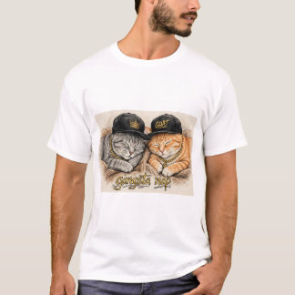 T-shirt Gangsta Nap — Chats rappeurs endormis, Chaînes en