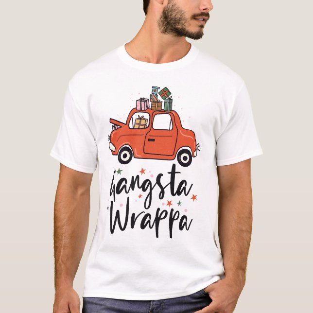 T-shirt Gangsta Wrappa Noël drôle (Devant)