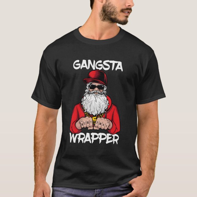 T-shirt Gangsta Wrapper Christmas Père Noël (Devant)