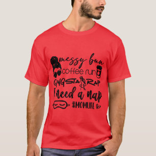 T-shirt Gangster rap café course avec chignon désordonné j