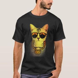 T-shirt Gangster Street Chat Goldchain Kitty Rapper Avec S