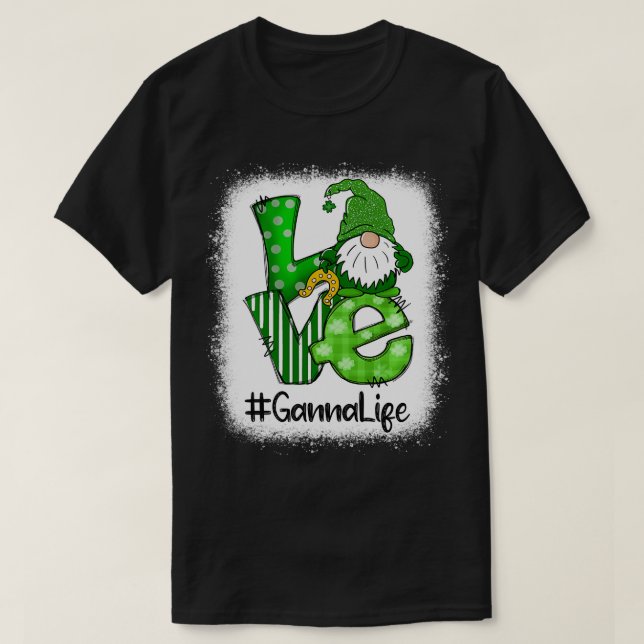 T-shirt Ganna Love Jour de la Saint Patrick Bleached Gnome (Design devant)