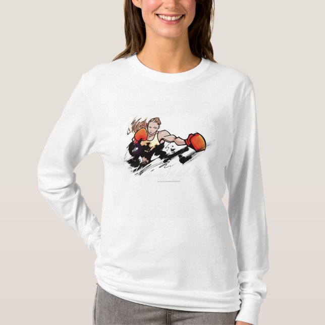 T-shirt Gant de boxe de port de femme (Devant)