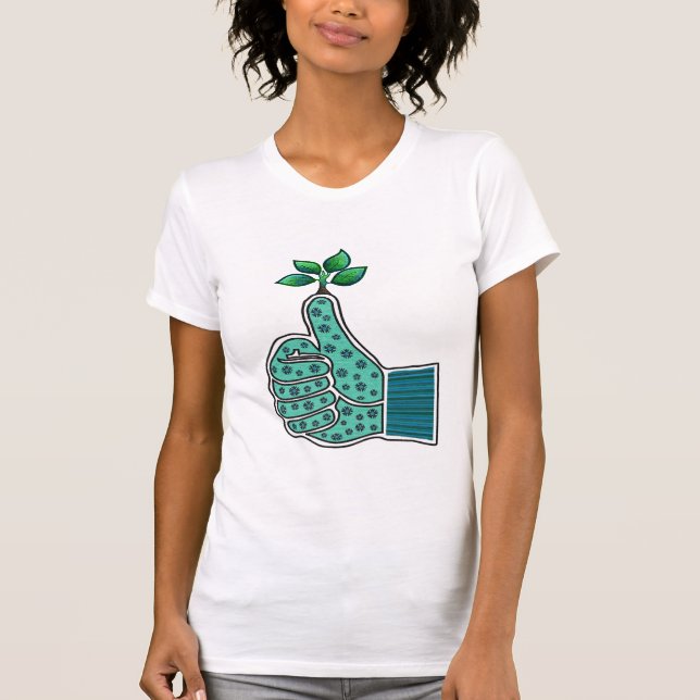 T-shirt Gant de jardinage de pouce vert (Devant)
