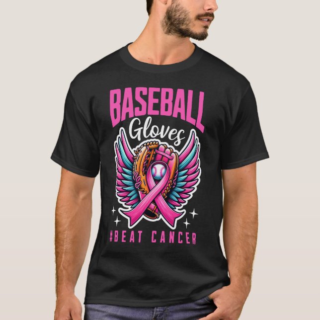 T-shirt Gants de baseball Battre le cancer (Devant)