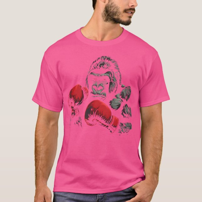 T-shirt Gants de Boxer de Gorilla Argent Gorilla Growling (Devant)