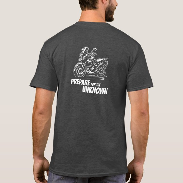 T-Shirt Garage de Moto Prêt pour l'Inconnu (Dos)