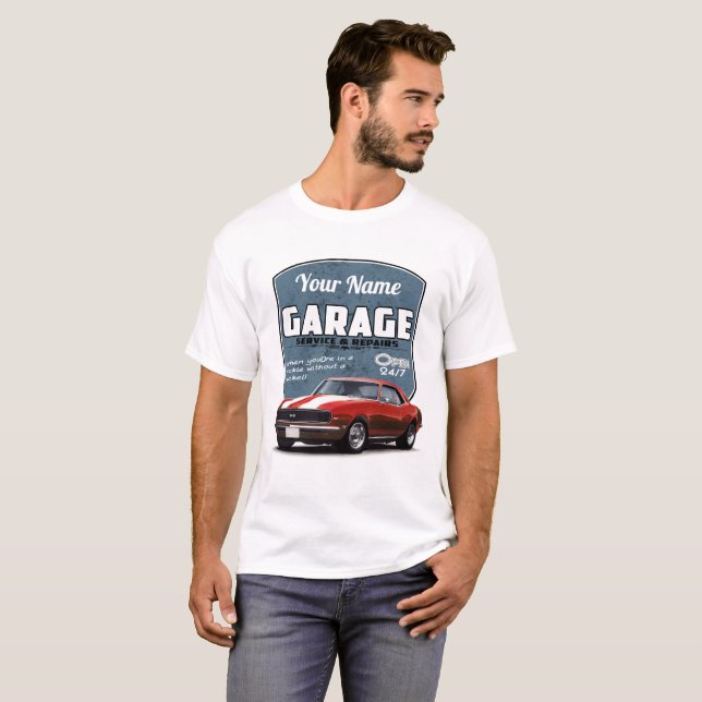 T-shirt Garage personnalisé de Camaro (Devant entier)