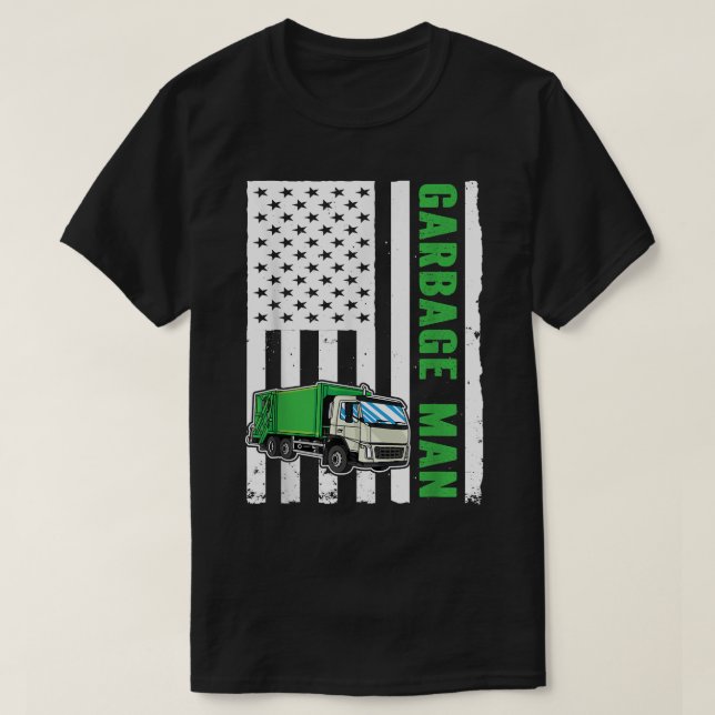 T-shirt Garbage Man US Drapeau Garbage Truck (Design devant)