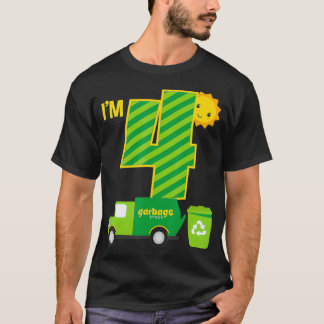 T-shirt Garbage Truck 4e Birthday Party I'm 4 Birthday Bo