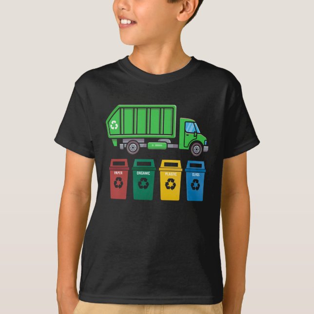 T-shirt Garbage Truck Enfants Garçons Recyclage Camion (Devant)