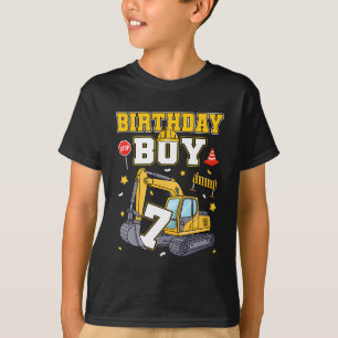 T-shirt Garçon 7 ans Excavatrice Trois Décorations Anniver