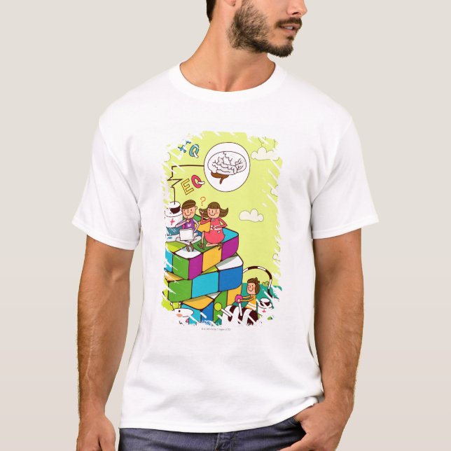 T-shirt Garçon avec une fille s'asseyant sur le puzzle du (Devant)