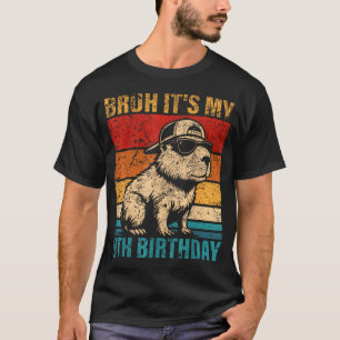 T-shirt Garçon Capybara C'est Mon 9E Anniversaire Bruh