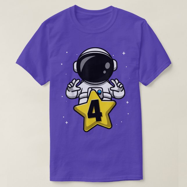 T-shirt Garçon de 4 ans Anniversaire Astronaute  4ème fête (Design devant)