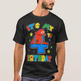 T-shirt Garçon de 4 ans d'anniversaire Super Joueur Thème