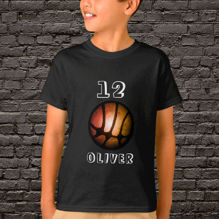 T-Shirt Garçon de basket-ball en métal noir orange
