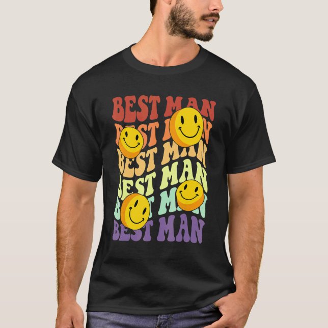 T-shirt garçon d'honneur sourire rétro visage mariage célé (Devant)