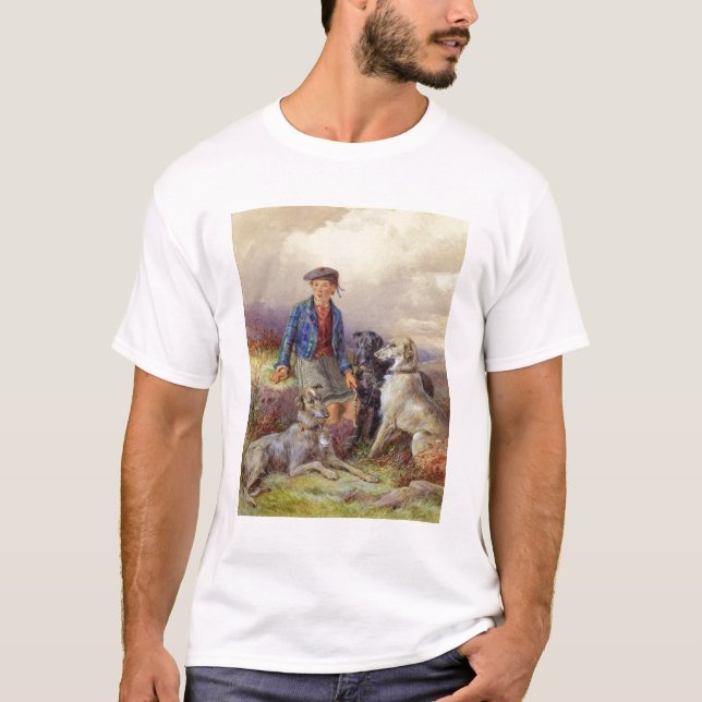 T-shirt Garçon écossais avec des chiens-loup dans un (Devant)