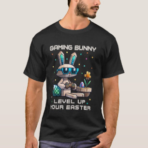 T-shirt Garçon Fête de Pâques Lapin Oeufs Vidéo Game Enfan