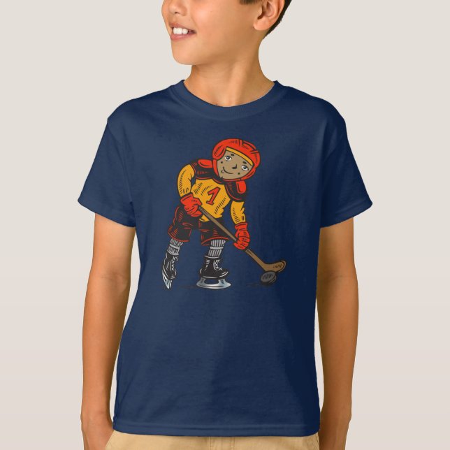 T-shirt Garçon jouant à l'hockey (Devant)
