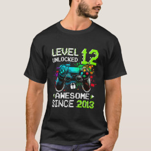 T-shirt Garçon Niveau 12 Débloqué Jeu Vidéo 12e Anniversai