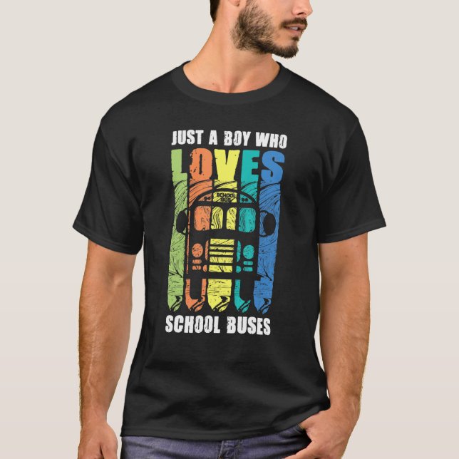 T-shirt Garçon qui aime l'école de chauffeur de bus transp (Devant)
