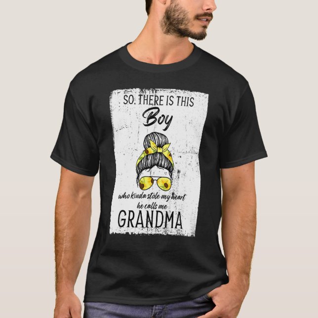T-shirt Garçon Qui M'A Volé Le Coeur, Il M'Appelle Grand-M (Devant)