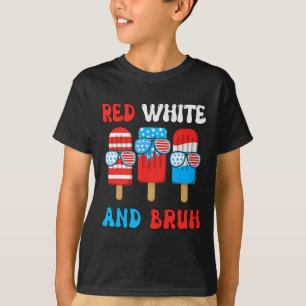 T-shirt Garçon Rouge Blanc Bruh 4 Juillet chemise Popsicle