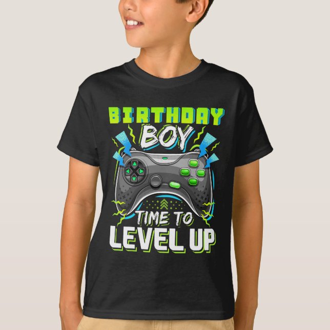 T-shirt Garçon Temps De Monter Vidéo Jeu Anniversaire Cade (Devant)