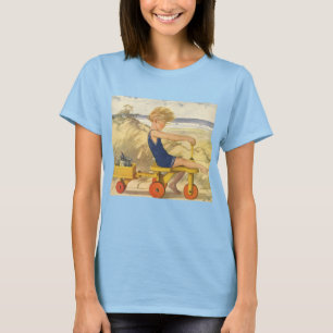 T-shirt Garçon vintage Jouer à la plage avec des jouets de
