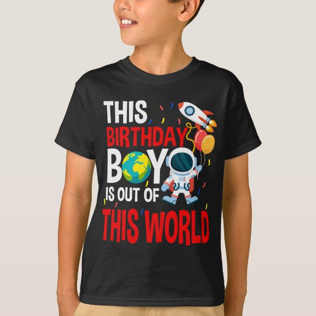 T-shirt Garçons Anniversaire Astronaut Espace Thème Cadeau (Devant)