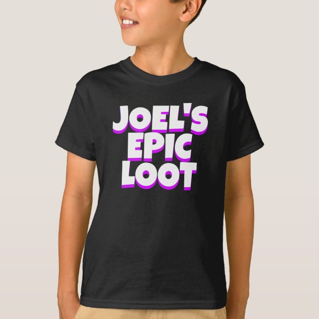 T-shirt Garçons Anniversaire Épic Loot Nom du joueur Purpl (Devant)