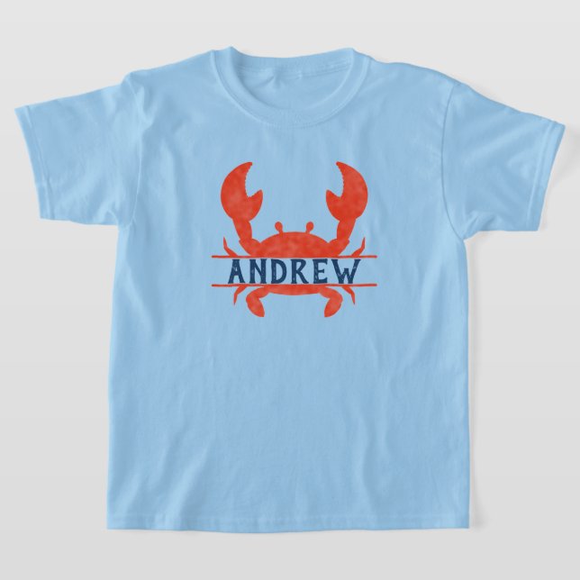 T-shirt Garçons Aquarelle Crabe Nom du fractionnement (Poser)