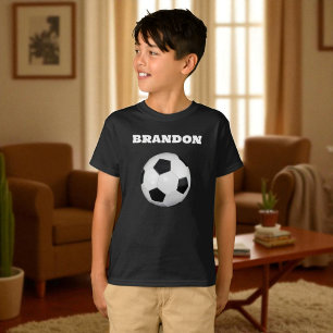 T-shirt Garçons balle de football noir élégant Nom personn
