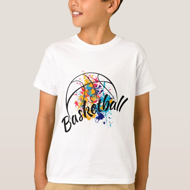 T-shirt Garçons de basket-ball aquarelle (Devant)