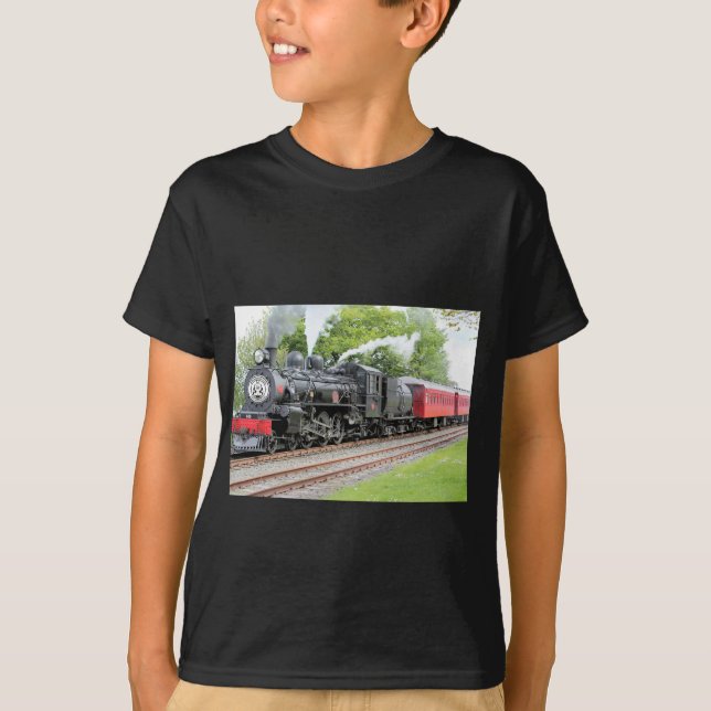 T-shirt Garçons gris foncé du train rouge et noir (Devant)
