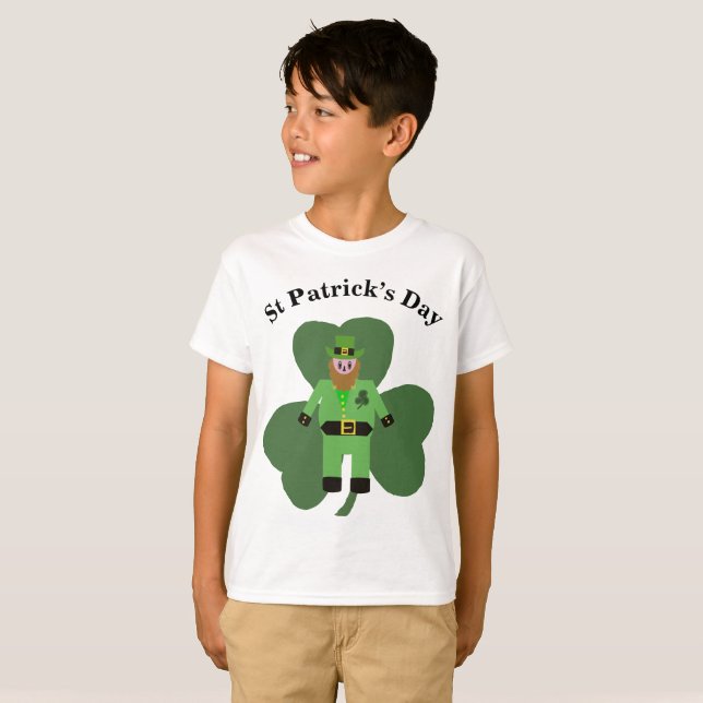 T-shirt Garçons Jour de la Saint Patrick Leprechaun (Devant entier)