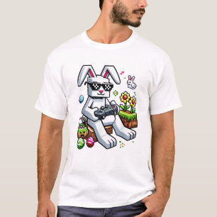 T-shirt Garçons Joyeuse fête de Pâques Lapin Œuf Jeu Vidéo