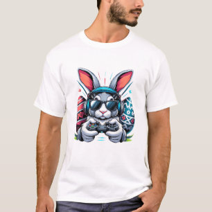 T-shirt Garçons Joyeuses Pâques Lapin Œuf Jeu Vidéo Enfant