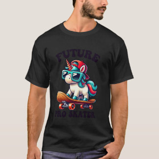 T-shirt Garçons Licorne Sur Un Skateboard Skateur Enfants