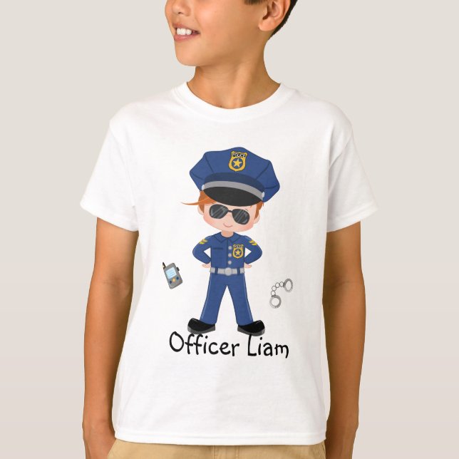 T-shirt Garçons Personnalisés Officier de police Applicati (Devant)