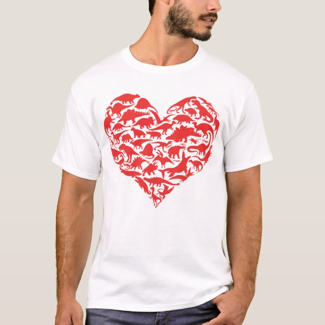 T-shirt Garçons Valentines Jour Dinosaure Coeur Enfants Di (Devant)