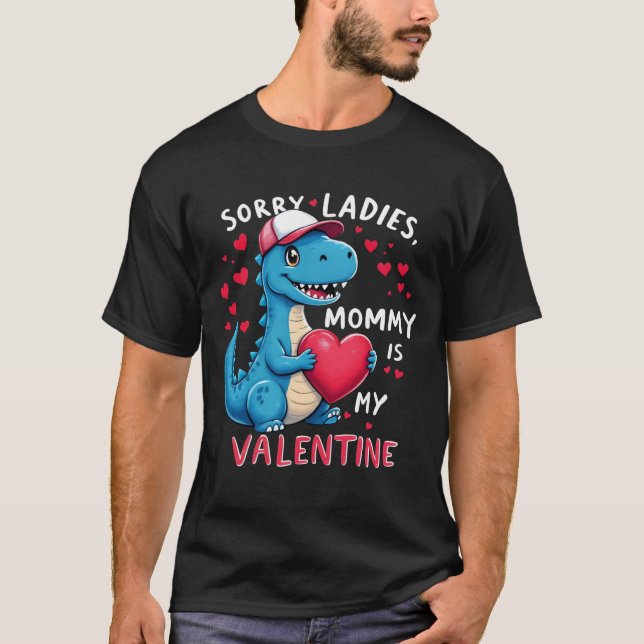 T-shirt Garçons Valentines Jour Dinosaure Désolé Maman Est (Devant)