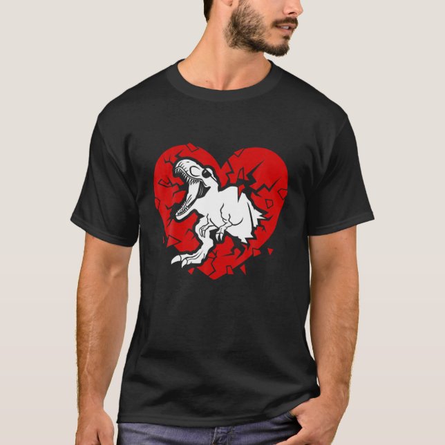 T-shirt Garçons Valentines Jour Enfants Dinosaur Amoureux (Devant)