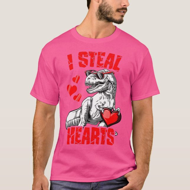 T-shirt Garçons Valentines Jour Enfants Dinosaur T rex Lov (Devant)