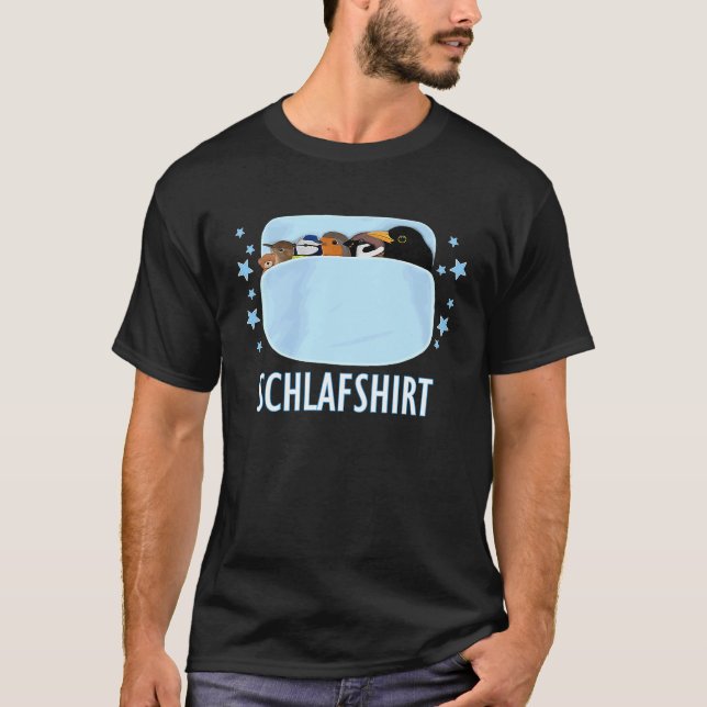 T-shirt Garden Birds Cuddle in Bed Pyjamas Nightdress (Devant)