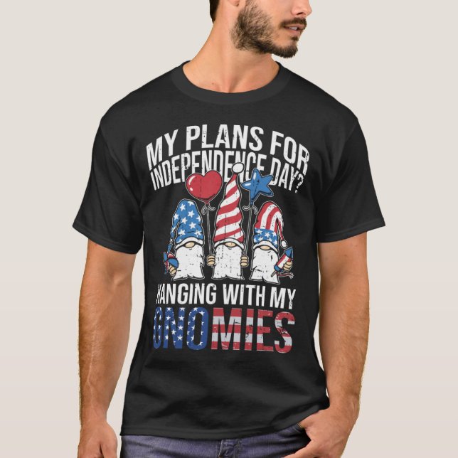 T-shirt Garden Gnome 4th Of July Indipendence Day Gnome Ga (Devant)